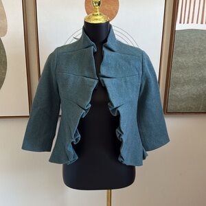 Tabitha Teal Pleated Open Jacket